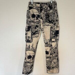 REBEL VENGEANCE Cargo Pants Tapestry/Fringe SKULL SKELETON Goth - NWT - SIZE 28